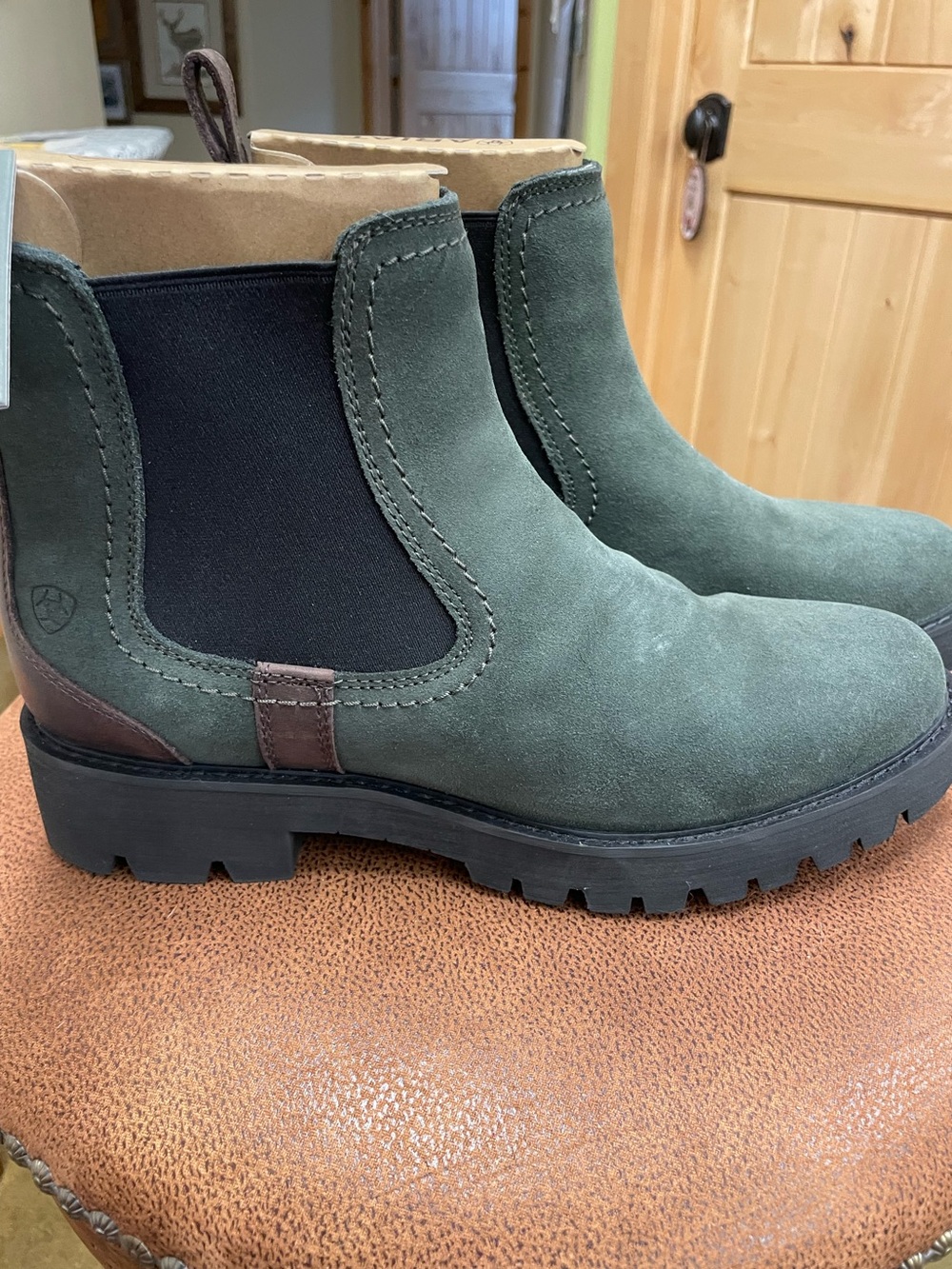 Ariat Olive Green Suede Chelsea Lug Boots